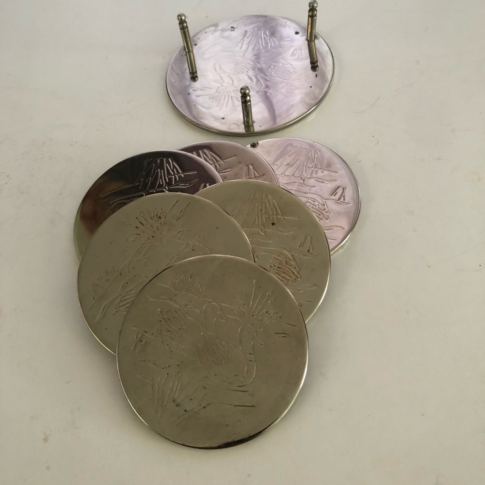 Silver Engraved Coasters Set - Picture 9 of 9